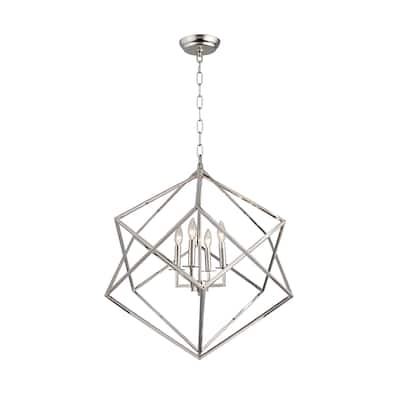 26" Steel Cage Medium Size Adjustable Lantern Iron Art Design Candle-Style Chandelier Pendant Lamp