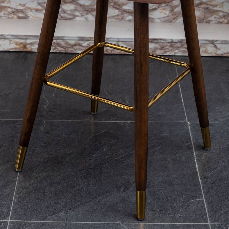 Modern Faux Leather Tufted Nailhead Trim Barstool Set of 2