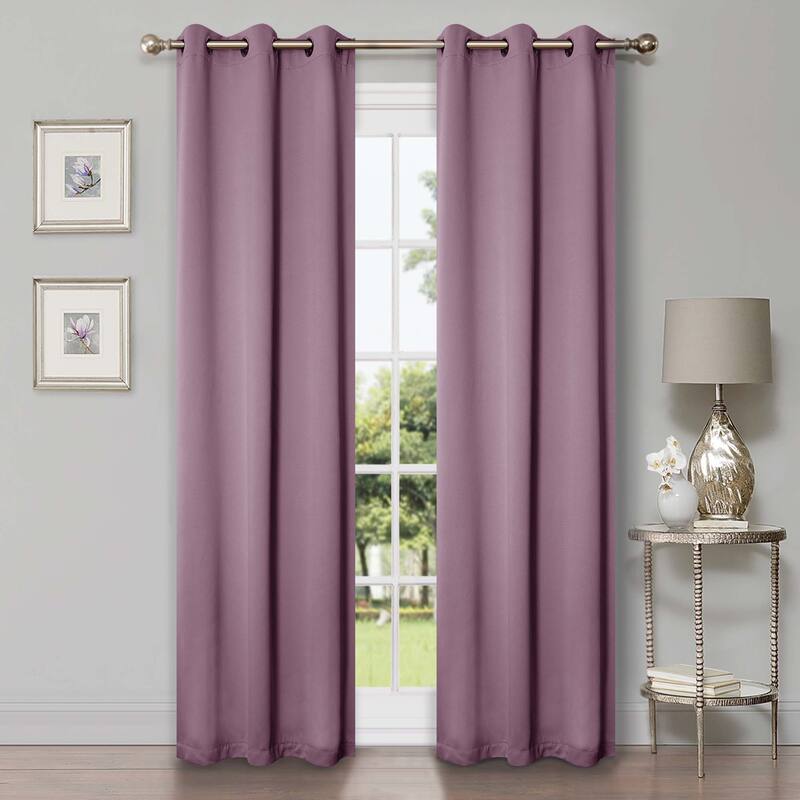 Superior Solid Machine Washable Room Darkening Grommet Curtains, Set of 2