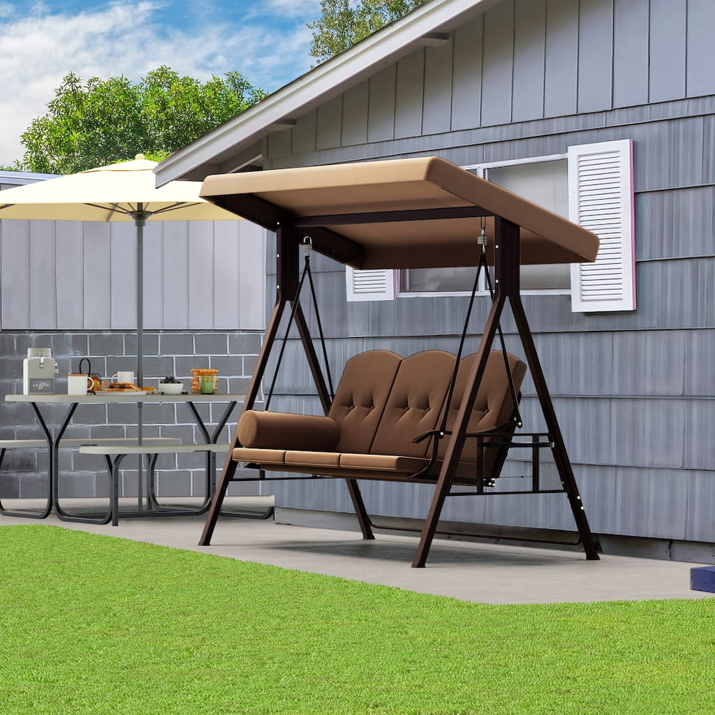 Metal Porch Swing with Canopy