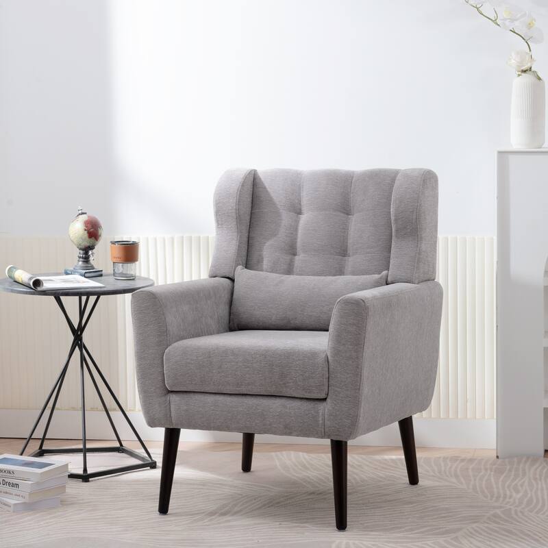 Mid-Century Modern Accent Chair with Waist Cushion, Set of 1