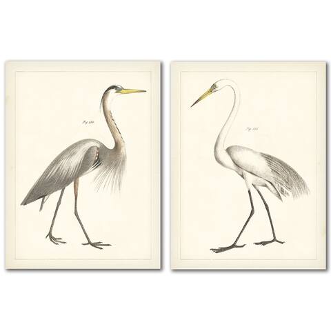 Vintage Heron by Wild Apple 2 Piece Wrapped Canvas Wall Art Set