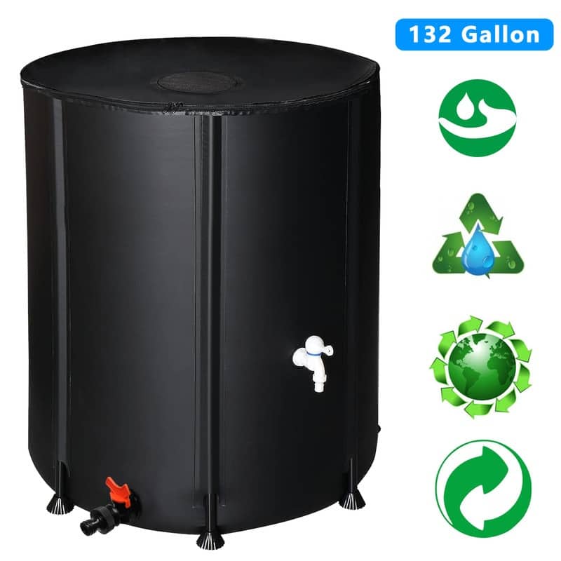 Black PVC Rain Barrel