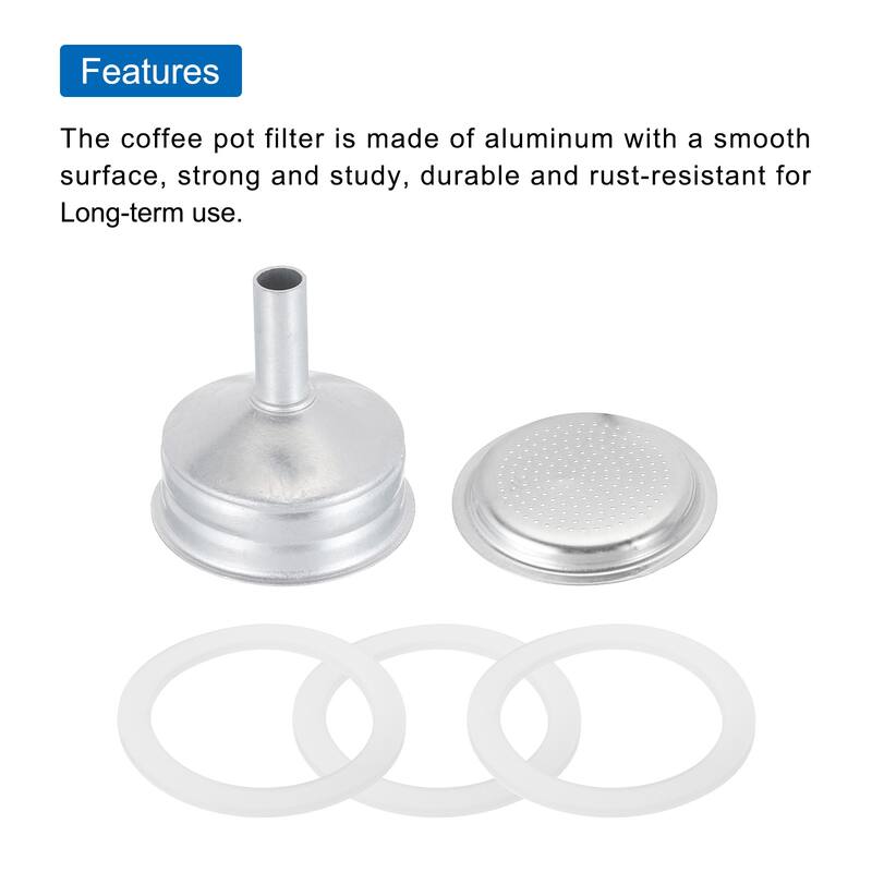 Aluminium Filter Replacement 50x40x5.5mm for 2-Cup Use Mocha Coffee Maker Pot - Silver