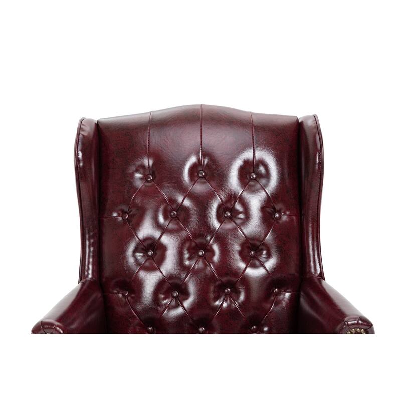 High Back Reclining Office Chair PU Leather Office Chair with Thick Cushioned Seat Back and Casters, for Office, Burgundy