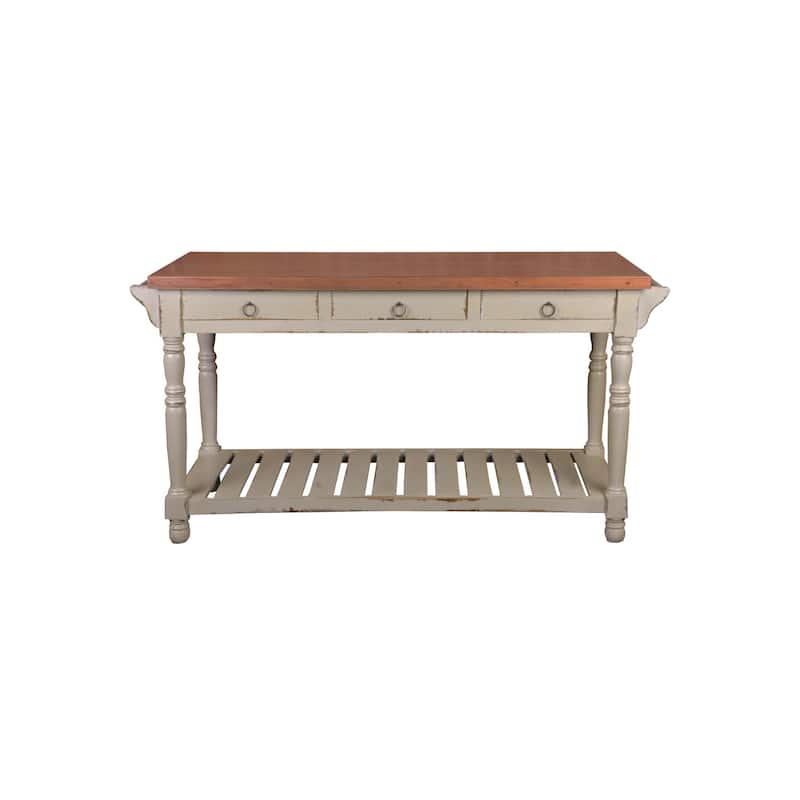 Kitchen Island SIDEBOARD with Storage - 3 Drawers, Large Shelf, Solid Wood Buffet - Fully Assembled