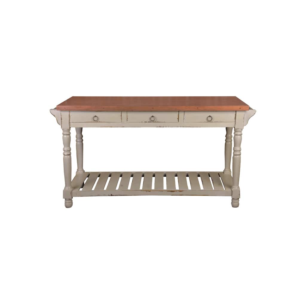 Kitchen Island SIDEBOARD with Storage - 3 Drawers, Large Shelf, Solid Wood Buffet - Fully Assembled