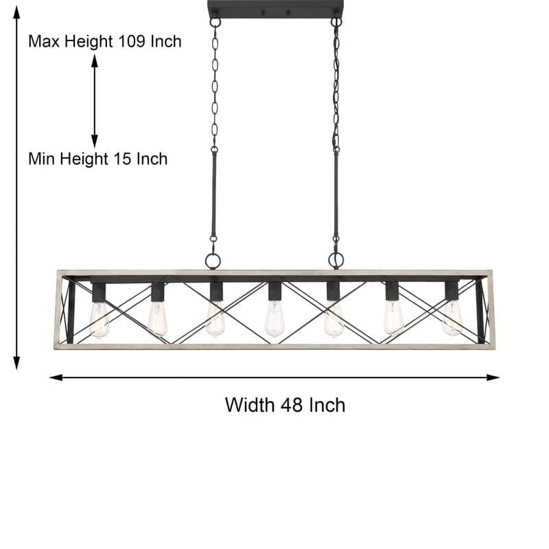 7-Light 48In Linear Modern Farmhouse Kitchen Chandelier - 48''