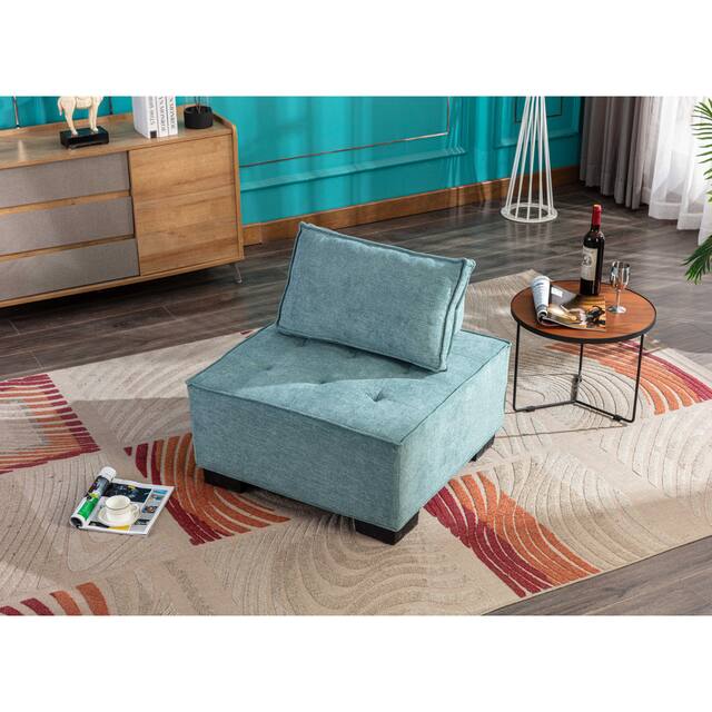 Poly fabric Square Living Room Ottoman Lazy Chair - Teal