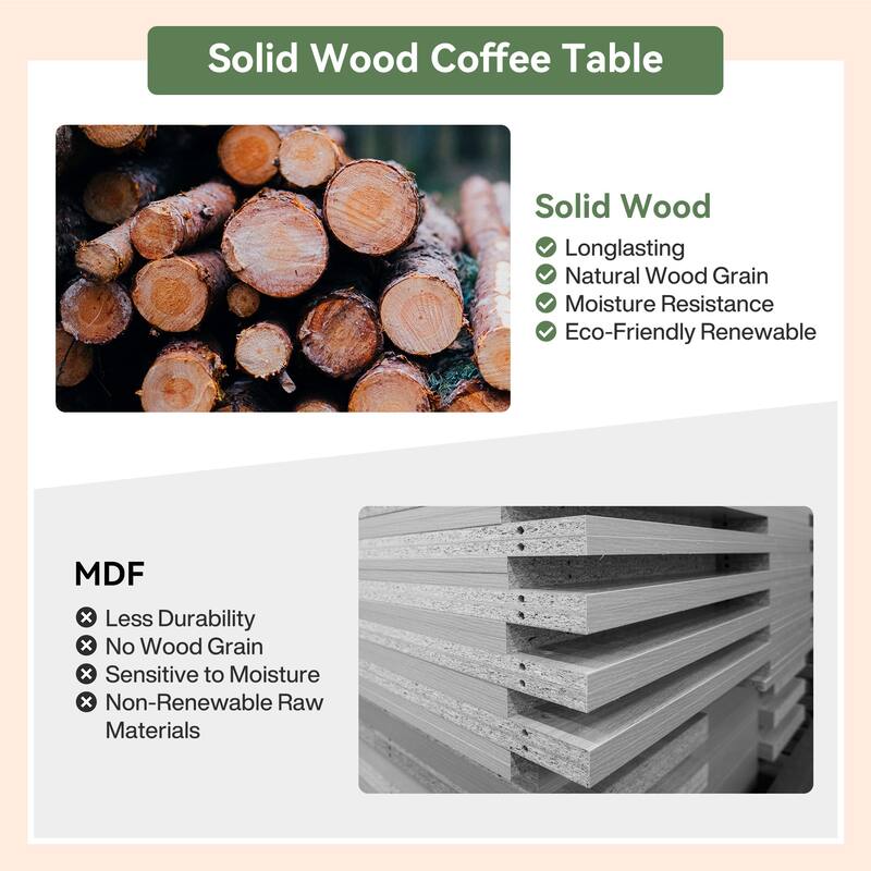 31.5-Inch Solid Wood Center Table, Round Coffee Table