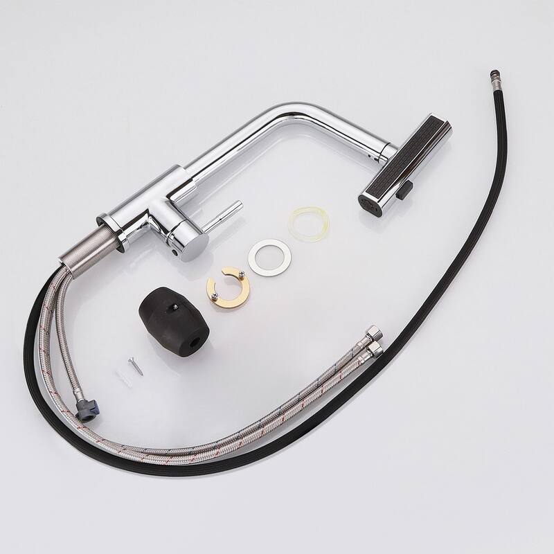 Waterfall Single Hole Kitchen Faucets with Soap Dispenser, Pull Down Sprayer and cUPC Supply Lines