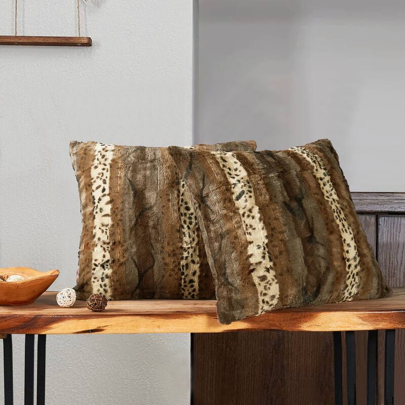 Double Sided Fauxfur 2 Piece Pillow Shell Set, NO INSERT