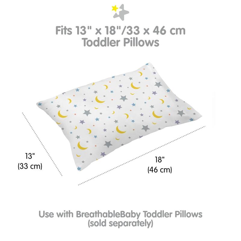 BreathableBaby Cotton Percale Pillowcase, For 13" x 18"/33 x 46 cm Toddler Pillow, Prints (2-Pack)