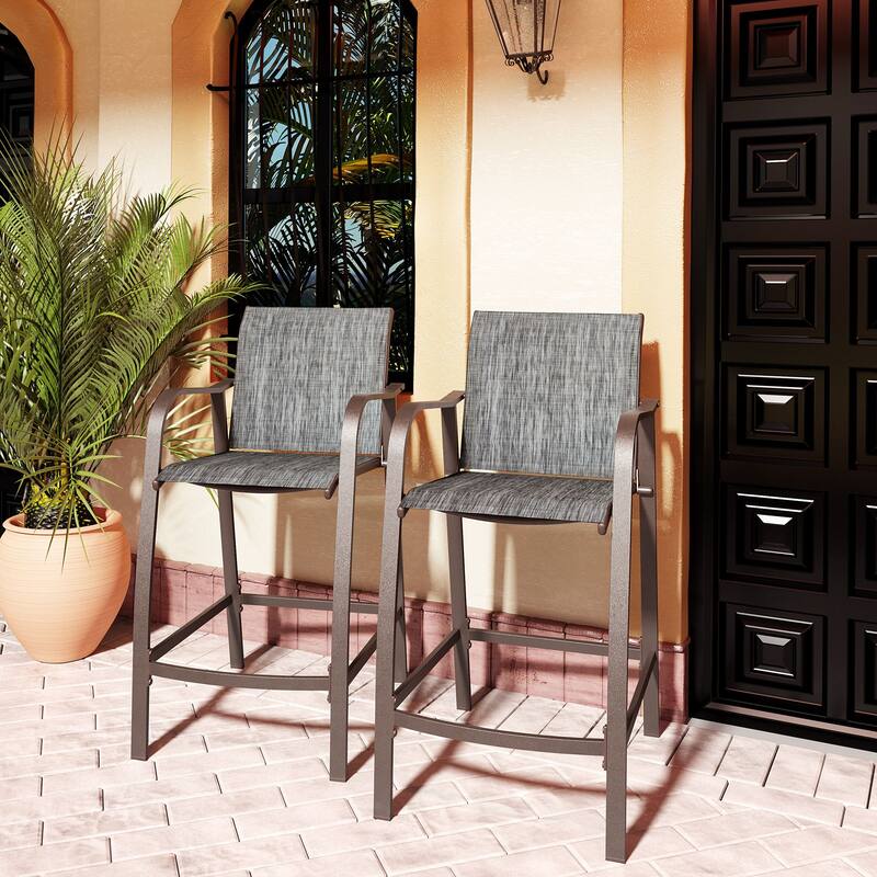 Pellebant Outdoor Patio Aluminum Counter Height Bar Stools - 21.7"widex25.6"deepx43.7"high
