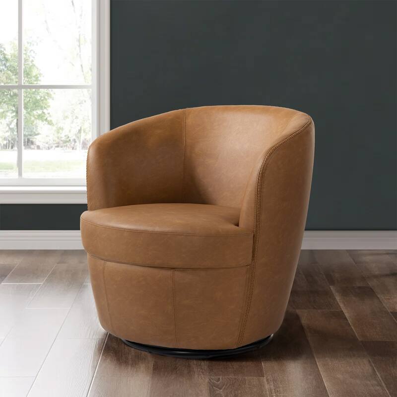 PU Leather Swivel Accent Chair Barrel Chair