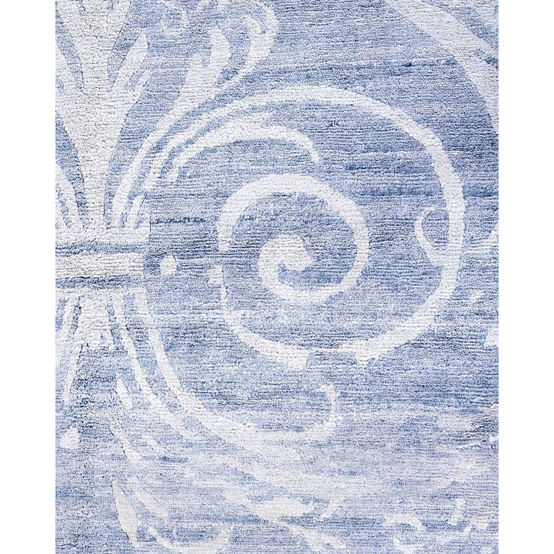 Modern One-of-a-Kind Hand-Knotted Area Rug, Blue - 8' 1" x 10' 1"