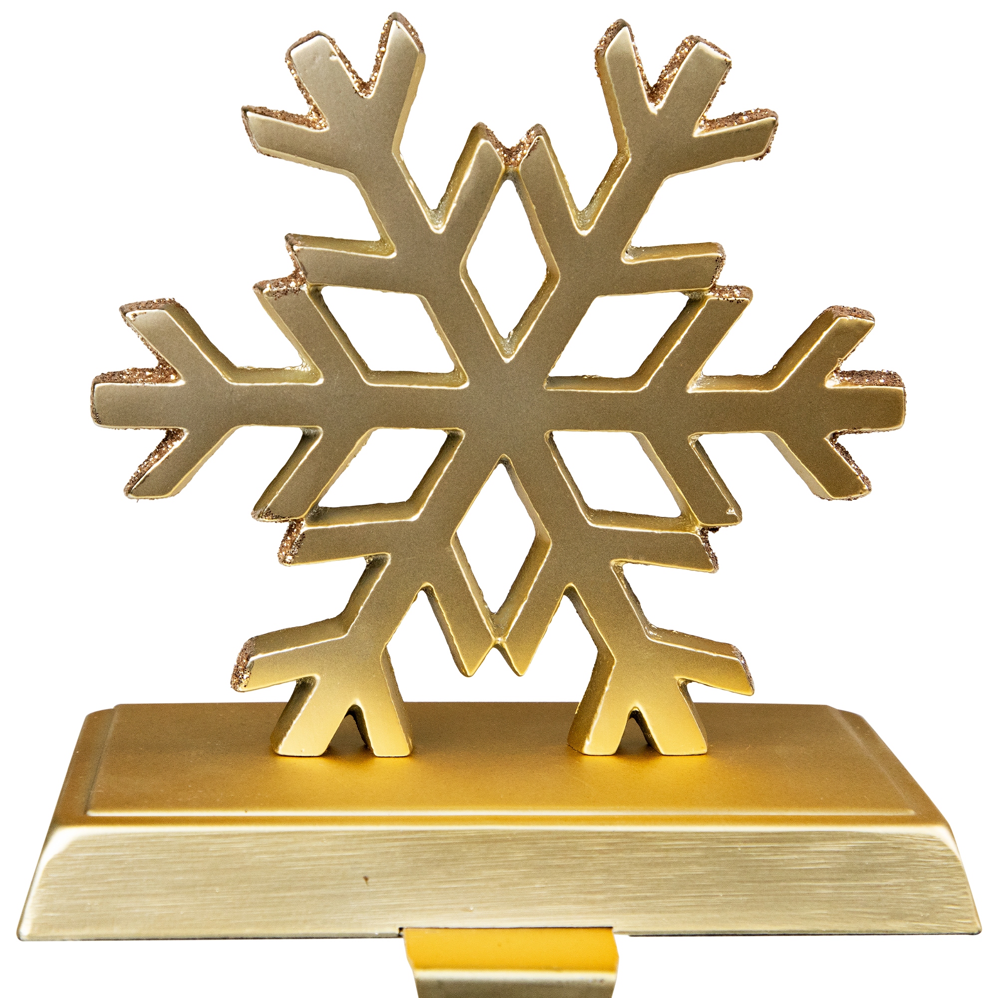 Set of 2 Gold and Silver Shiny Snowflake Christmas Stocking Holders