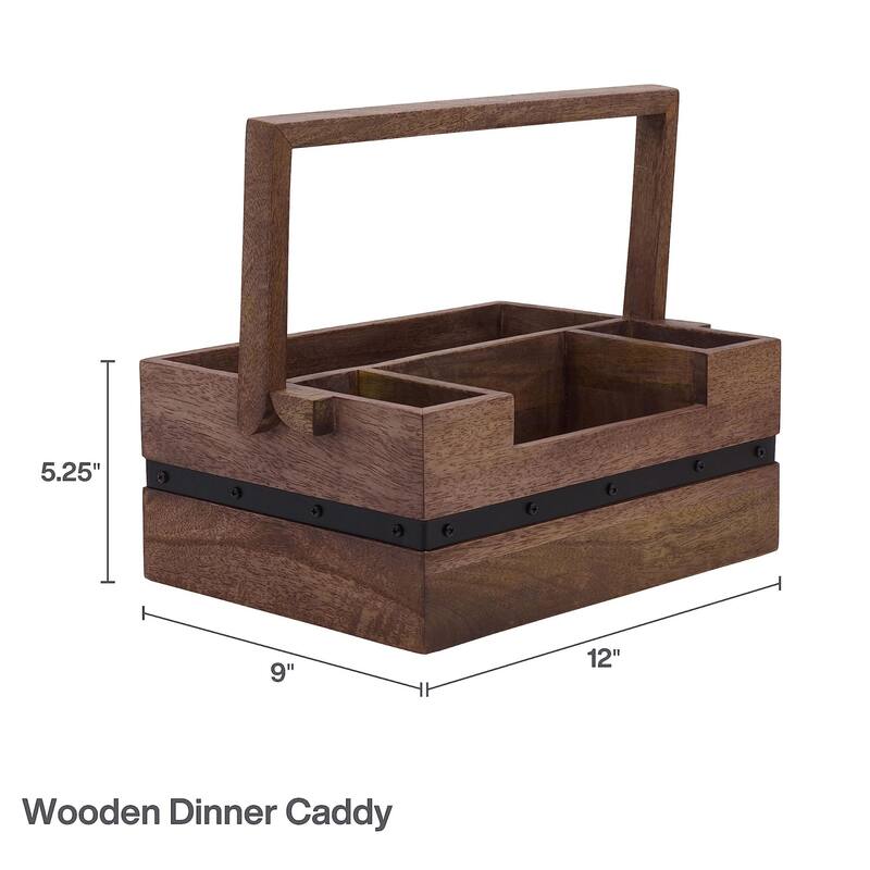 Mikasa Mango Wood Dinner Caddy - 12 x 9 x 5.25 in