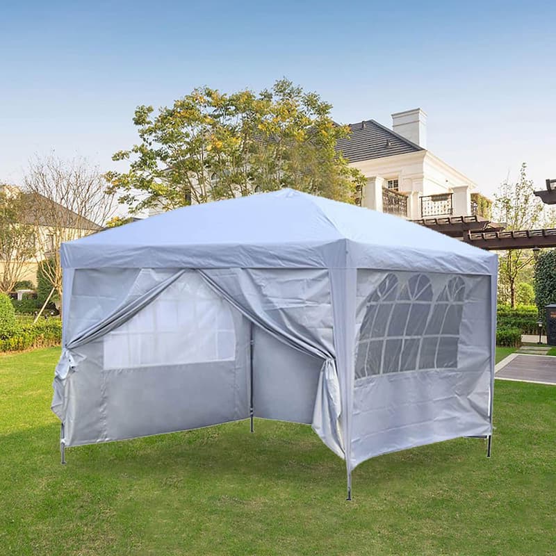 Ainfox 10x10ft Outdoor Pop Up Canopy Tent with 4 Removable Sides and Carrying Bag - White