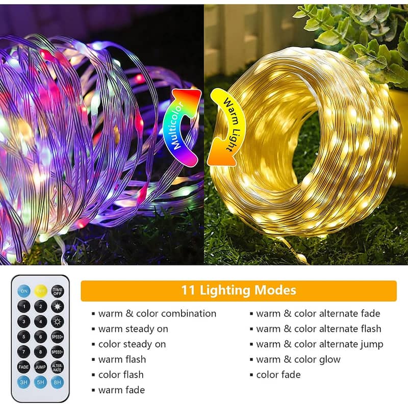 Christmas Fairy String Lights Plug-in, 65 FT 200 LED 11 Lightning Modes - 65FT