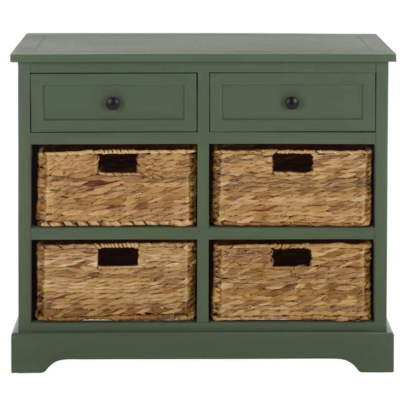 SAFAVIEH Ardelia Red 6-Drawer Storage Unit (Fully Assembled) - 30"W x 13"D x 26"H - Dusty Green