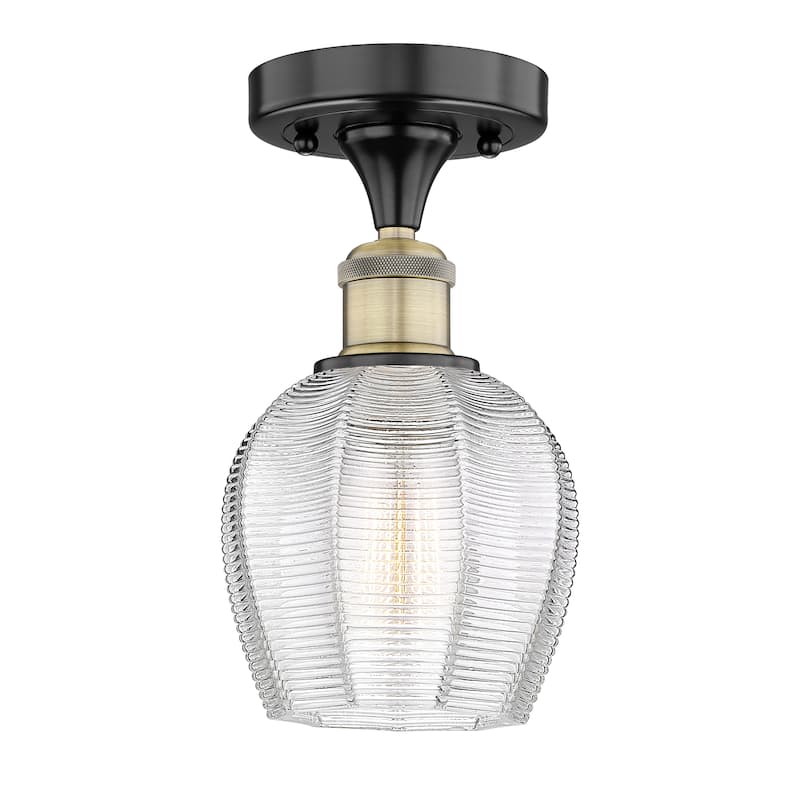 Innovations Lighting Edison Norfolk - 1 Light 6" Semi-Flush Mount - Clear/Black Antique Brass