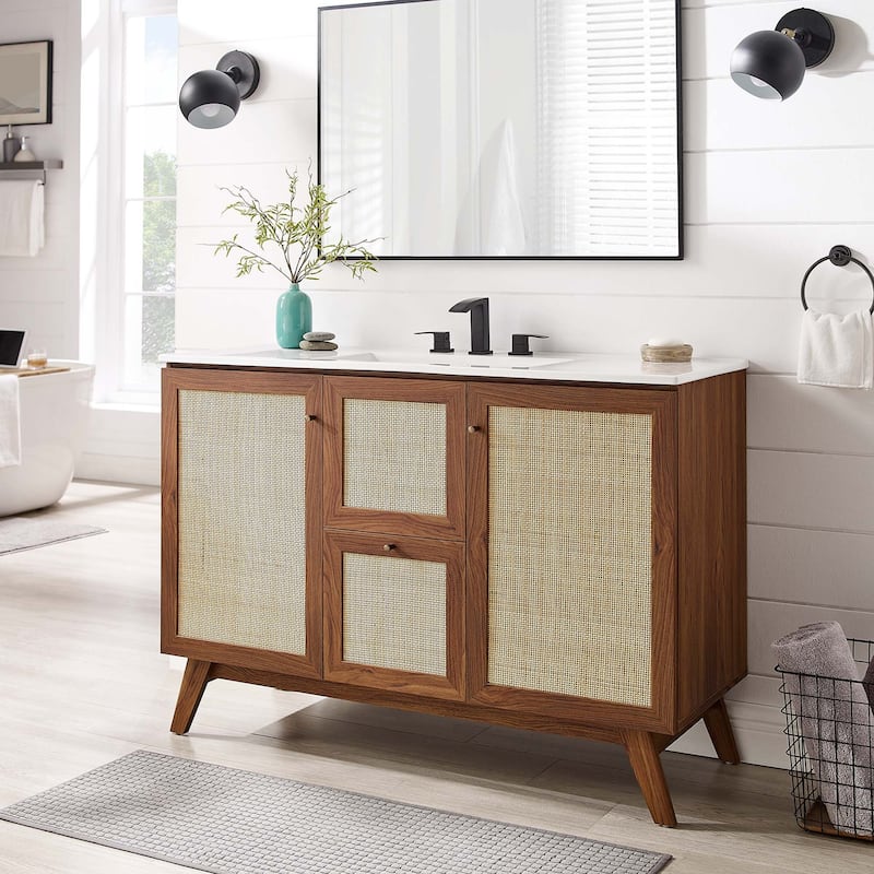 Soma 48" Single or Double Sink Compatible Bathroom Vanity Cabinet (Sink Basin Not Included) - Walnut - Walnut Finish