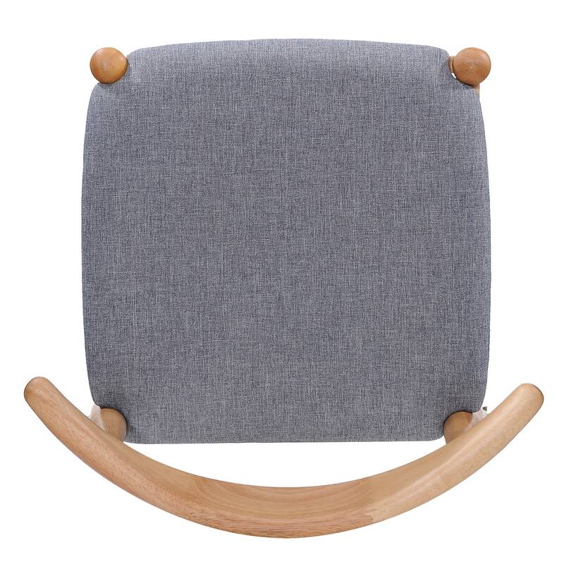 Roomfitters Set of 2 Solid Rubberwood Dining Chairs with Arched Ergonomic Backrest and Padded Cushions, Natural & Gray