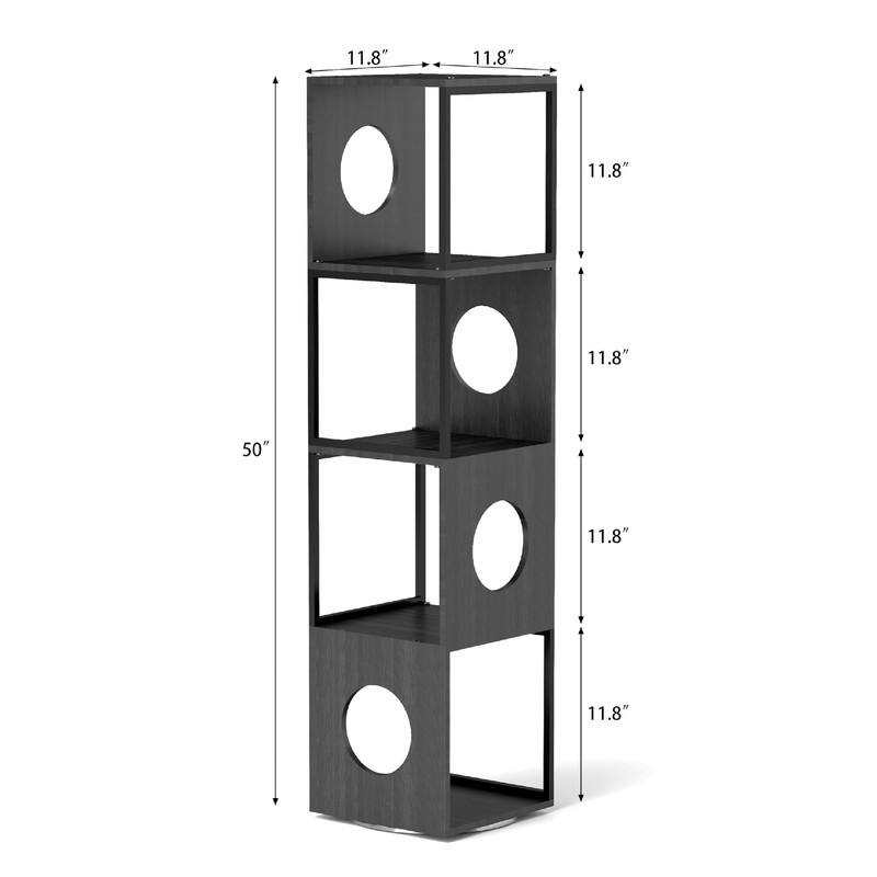 Rotating Bookshelf Tower - 11.8"D x 11.8"W x 50.7"H
