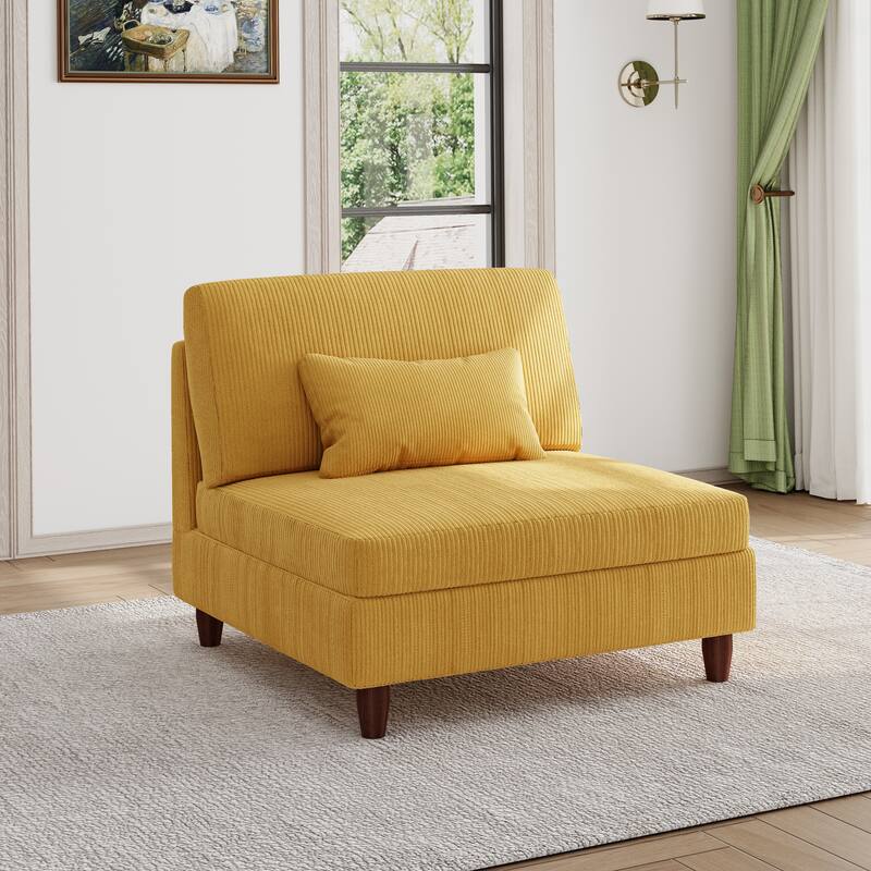 Corduroy Armless Chair Accent Chair Sofa - Orange