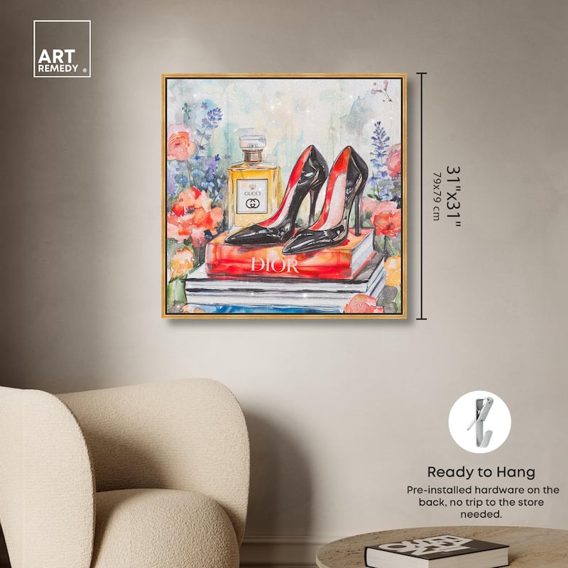 Lovely Garden Books and Heels Canvas by Art Remedy