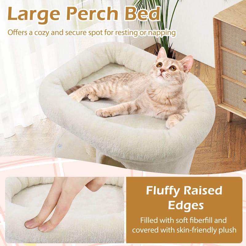 Costway 26” Small Cat Tree with Large Padded Plush Perch, 2 Condos, - See Details