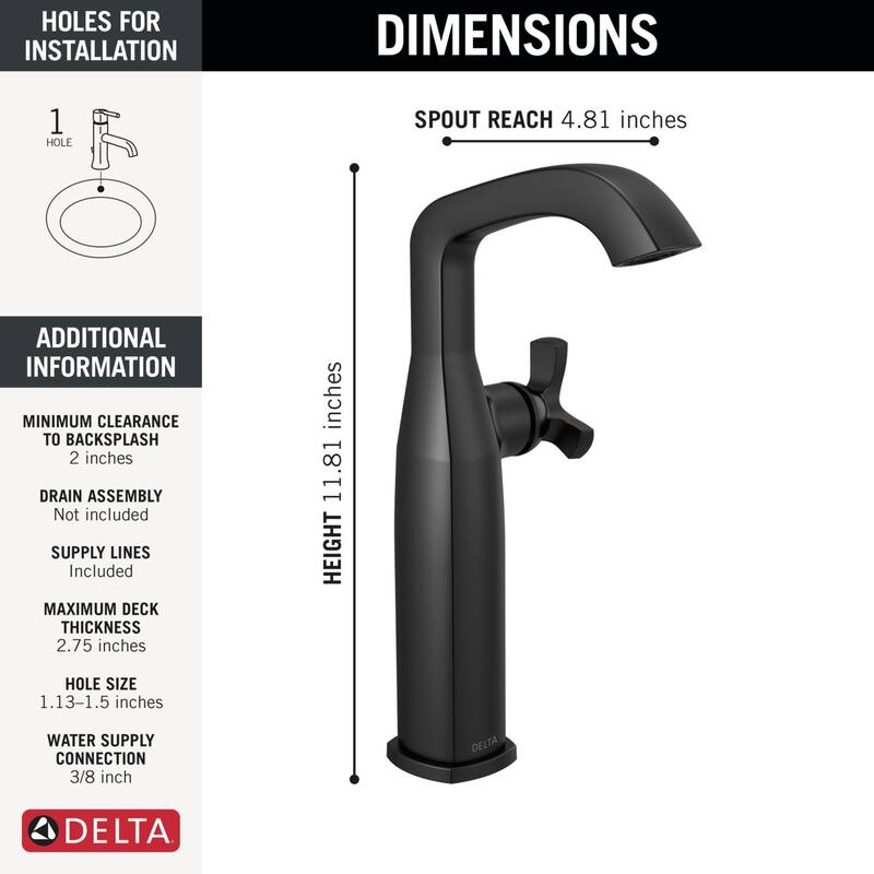 Delta 7766-DST Stryke 1.2 GPM Vessel Single Hole Bathroom Faucet with