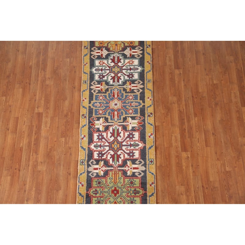 Traditional Kazak Runner Rug Hand-Knotted Wool Carpet - 2'7"x 7'9"