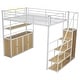 preview thumbnail 14 of 32, Full Size Metal Loft Bed with Storage Staircase and Wardrobe, Shelves and Lockers