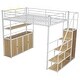 preview thumbnail 5 of 32, Full Size Metal Loft Bed with Storage Staircase and Wardrobe, Shelves