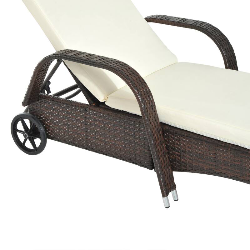 Outsunny Patio Wicker Cushioned Single Lounge Chair