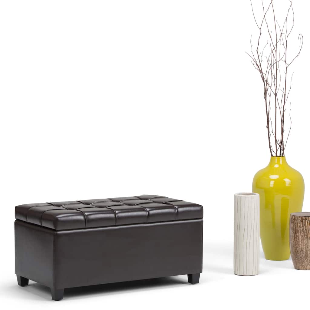 WYNDENHALL Marlowe 34 inch Wide Transitional Rectangle Storage Ottoman