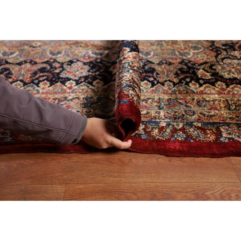 Pre-1900 Antique Kerman Ravar Persian Large Red Handmade Wool Carpet - 14'2"x 19'0"