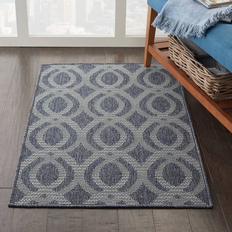 Porch & Den Goboes Geometric Indoor/Outdoor Area Rug - 2'8" x 4' - Slate Blue