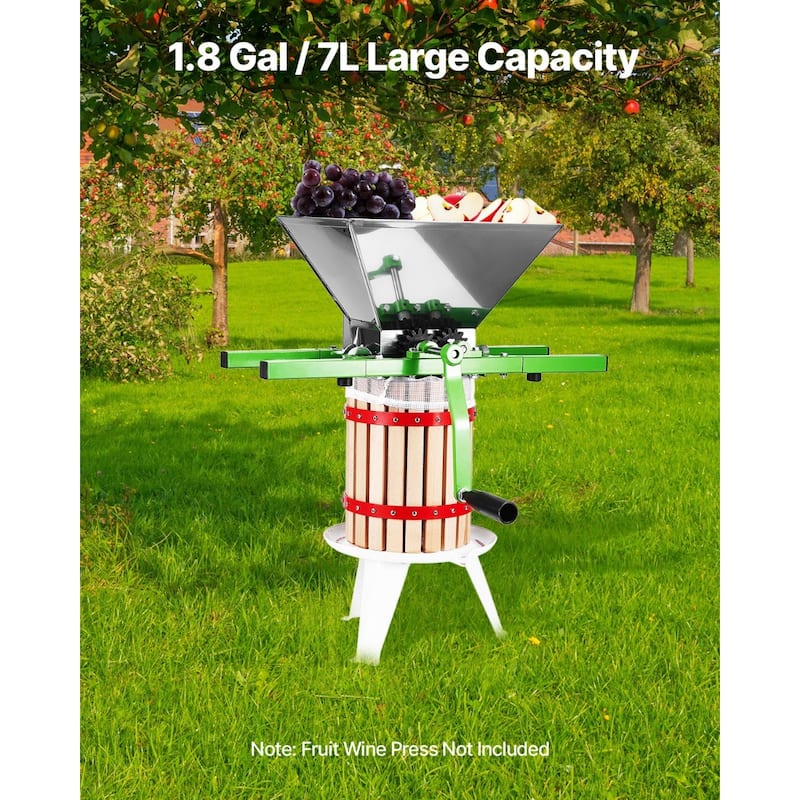 7L Stainless Steel Fruit Crusher for Crushing Apples Pears and Rust-Resistant Design - 22.44 x 20.08 x 10.24 in