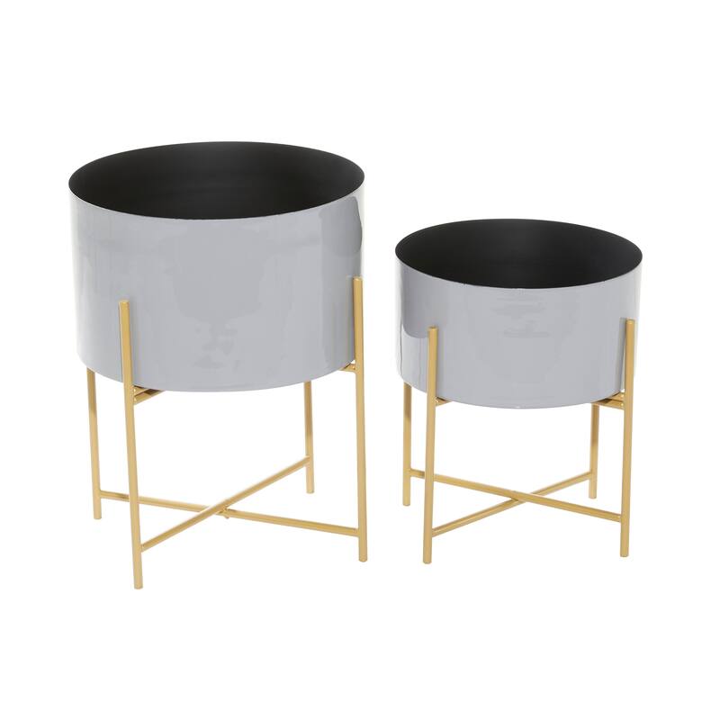 Iron Contemporary Planter (Set of 2) - S/2 12", 16"H