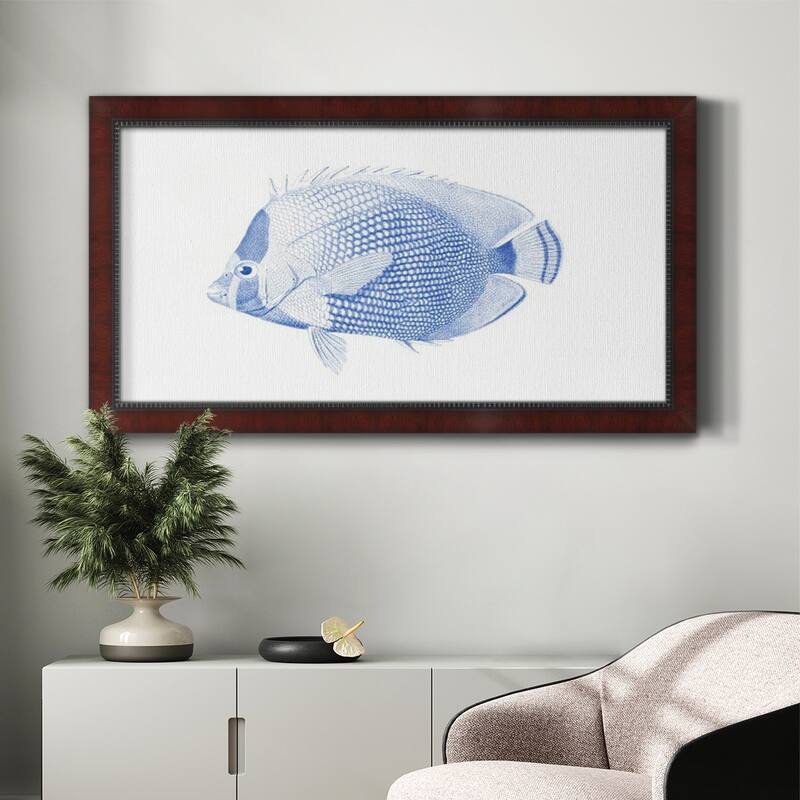 Blue & White Tropical Fish VI Premium Framed Canvas- Ready to Hang