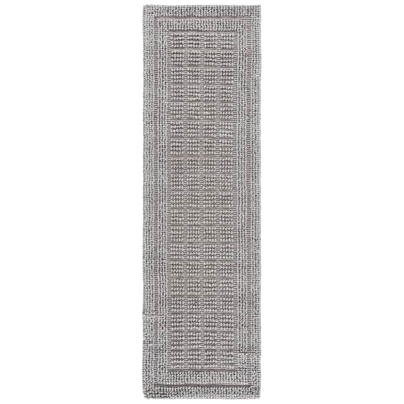 SAFAVIEH Handmade Natura Mysie Raised Textured Wool Blend Rug - 2'3" x 8' Runner - Grey