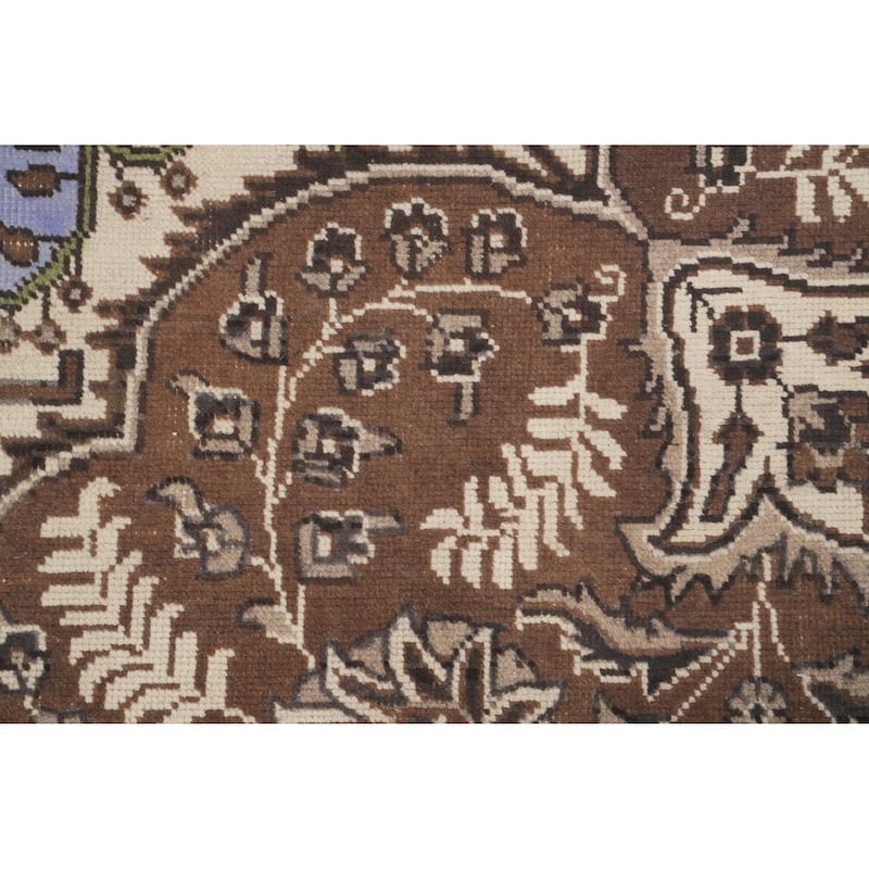 Hand Knotted Oriental 100% Wool Carpet Traditional Floral Purples Tabriz Area Rug - 11' 4'' X 8' 1''