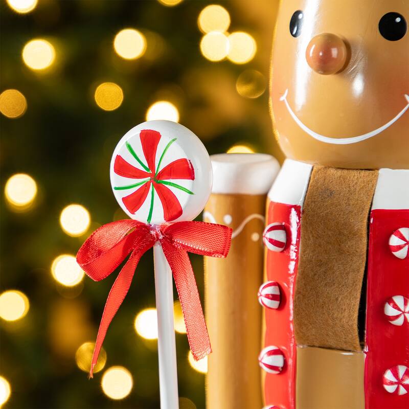 Glitzhome 24"H Wooden Christmas Gingerbread Man or Elf Dog Nutcracker