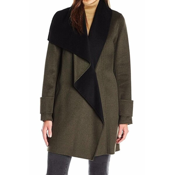 calvin klein green wool coat