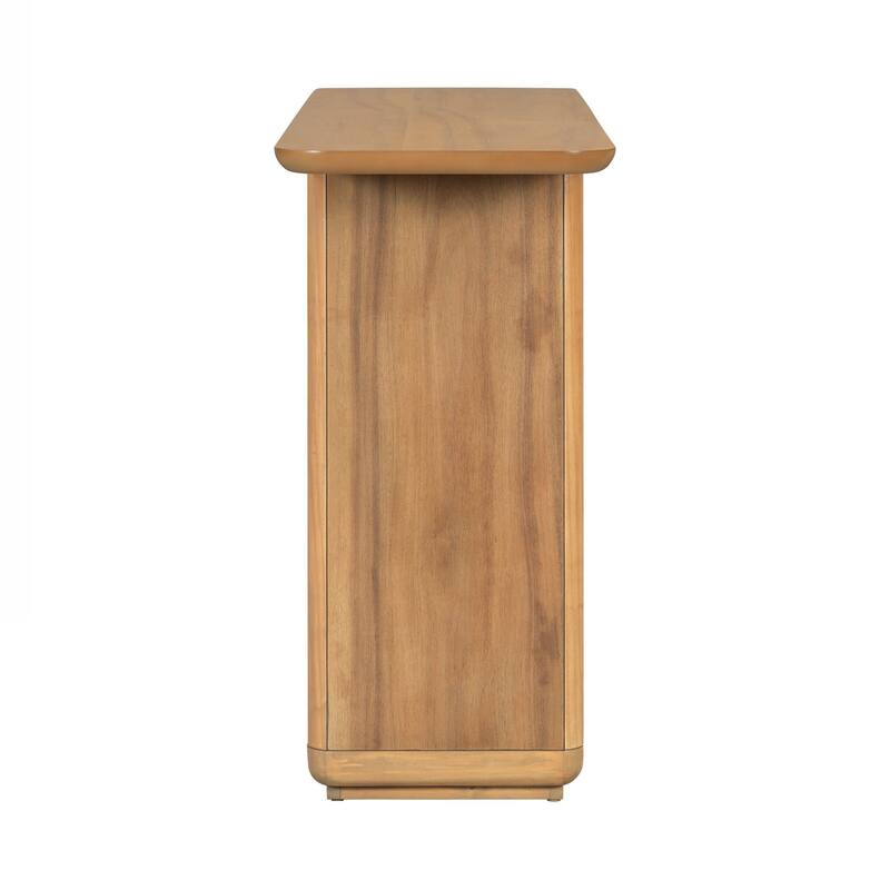 Elegant Minimalist Console Table with Curved Corners,Natural Wood Veneer,U-Base Design for Easy Placement