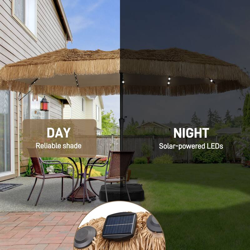 Autlaycil 15 ft Patio Umbrella with Base & 48 LED lights for Outdoor Umbrella