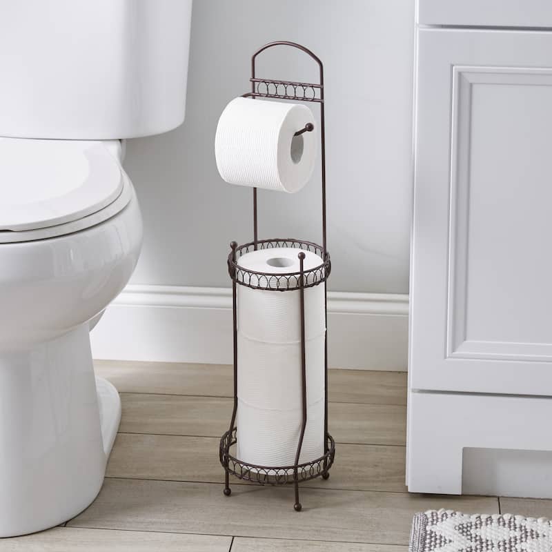 Bath Bliss Curls Design Tissue Roll Dispenser and Holder in Oil Rubbed Bronze - Rust - 6.69"x6.69"x25.79"